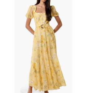 NWT Ever New MariGold Maxi Dress Size 0 Yellow Floral Layla Botanical *No Belt